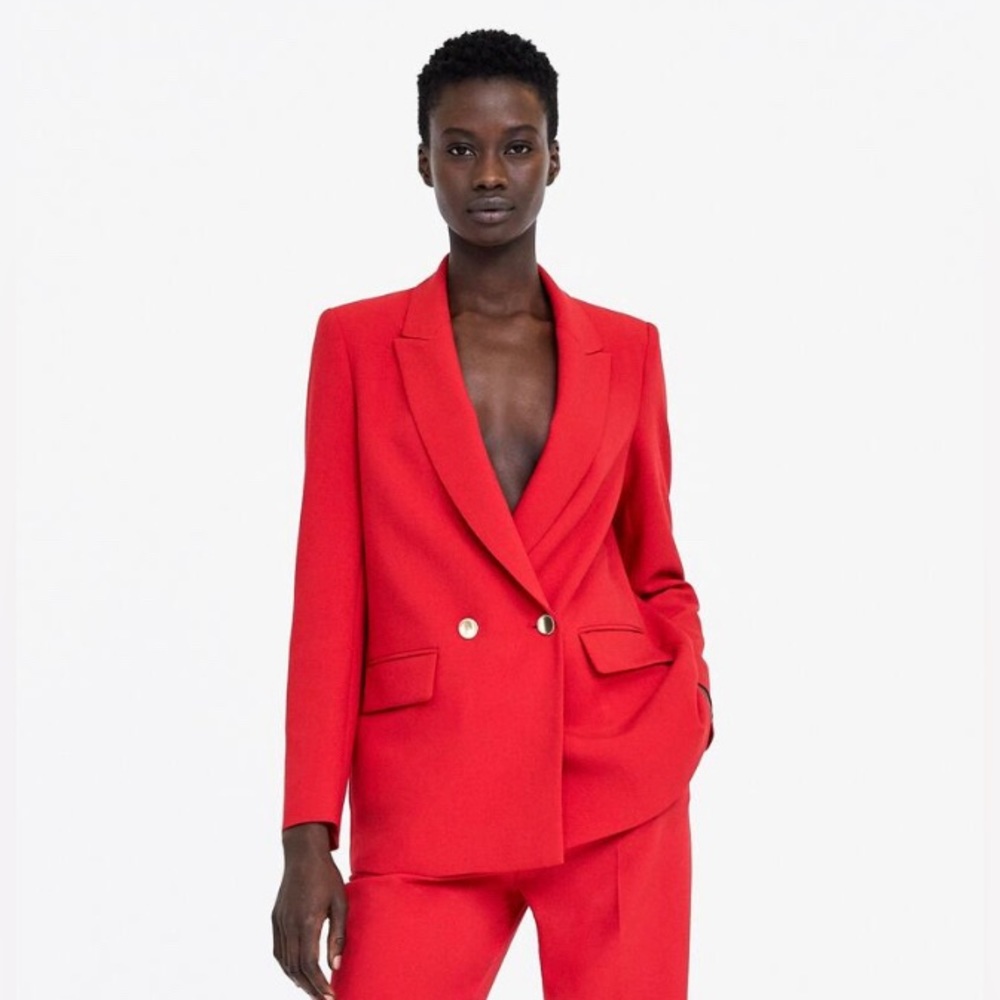 Zara- Red blazer with gold buttons- size XS. Worn once (it has been stored)